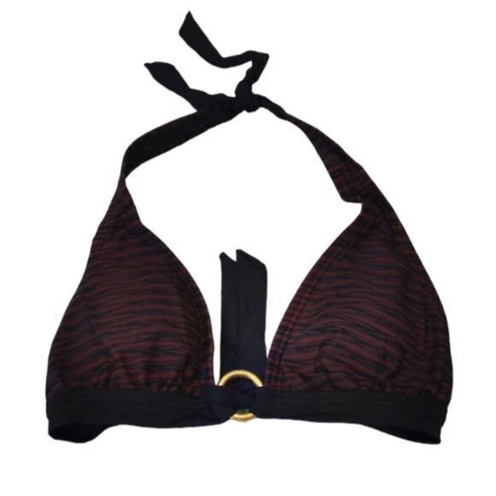 Swim Systems Black Maroon Bikini Top Swimsuit Size Small NWT #7318